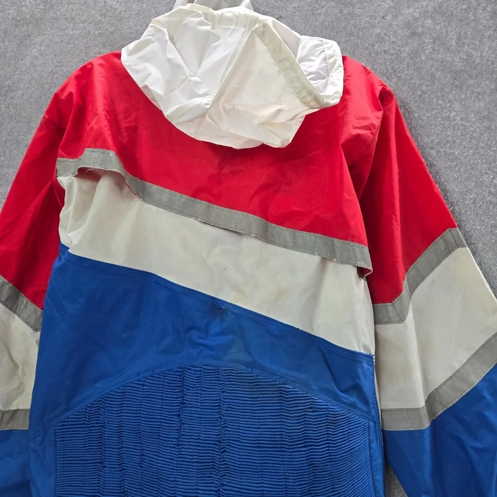 VINTAGE Honda Men Pants XS Red White Blue Colorblock Jumpsuit Racing Hood READ